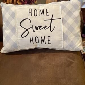 12x18" Blue & White Decorative‎ Throw Pillow HOME SWEET HOME